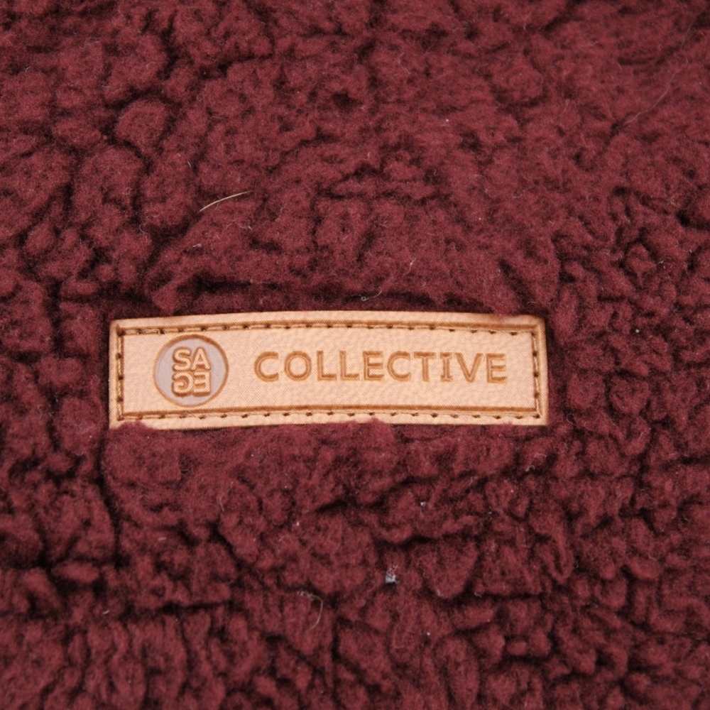 Sage Burgundy Sherpa Fleece Vest Small Plaid Lined - Picture 5 of 8